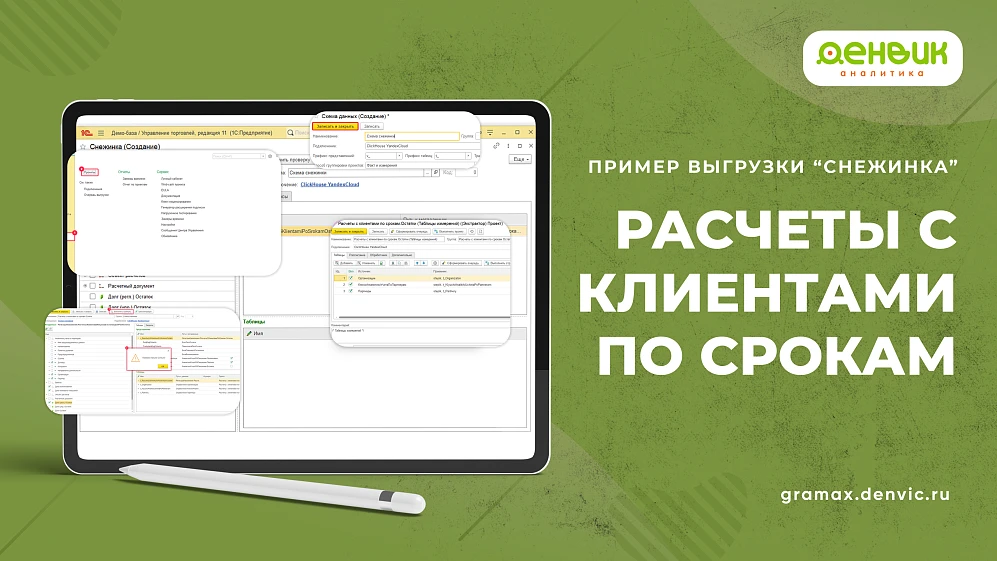 Пример выгрузки Снежинка «Расчеты с клиентами по срокам. Остатки»
