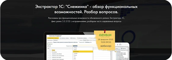 Онлайн вебинар: Экстрактор 1С: "Снежинка" - обзор функциональных возможностей.