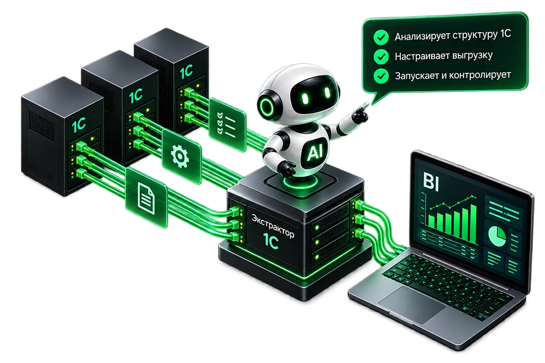 Экстрактор 1С с ИИ-агентом: выгрузка данных в BI